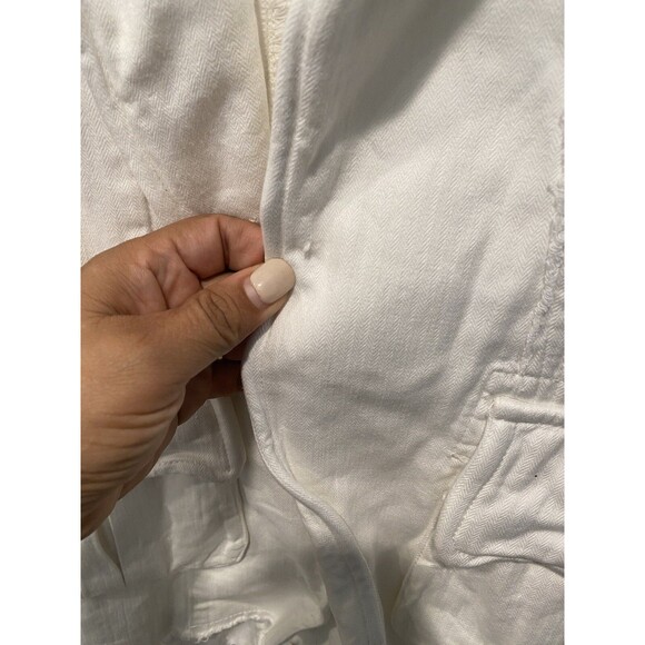 Free People Harlow Blazer Collar Front Pockets Button Frayed Ivory XS NWT Flawed - Picture 7 of 12